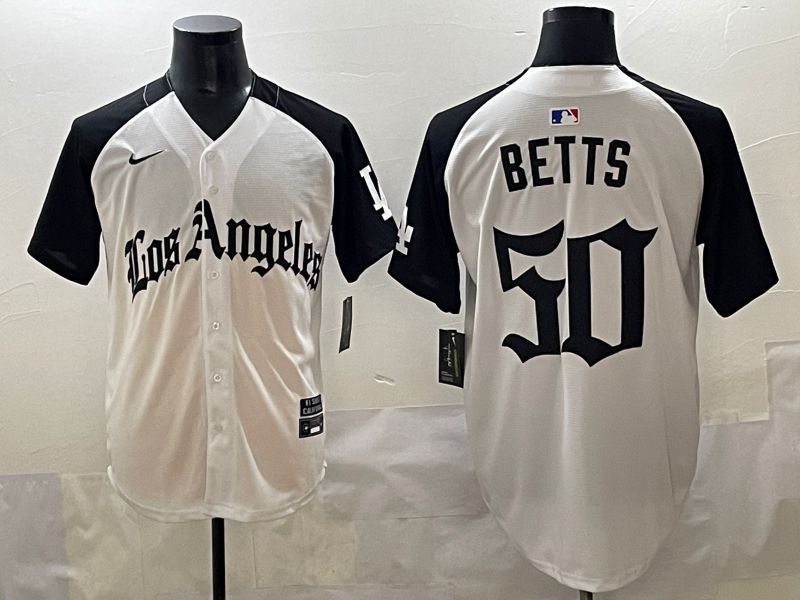 Men 2025 Los Angeles Dodgers #50 Betts White black Five generations Joint Name Nike MLB Jersey style 526->los angeles dodgers->MLB Jersey